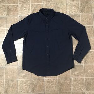 J Crew Navy Blue Seersucker Button Down Shirt XL